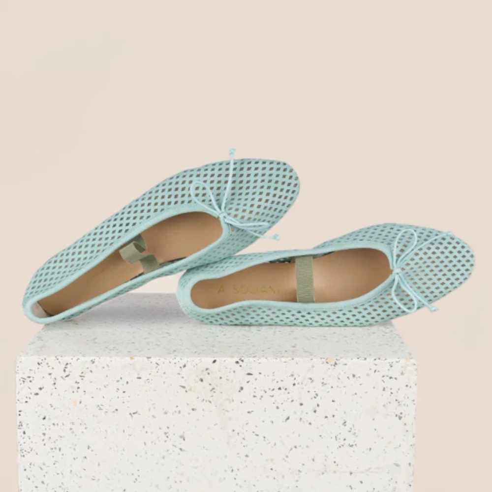 A Soliani Como Strap Flats in Perforated Turquoise